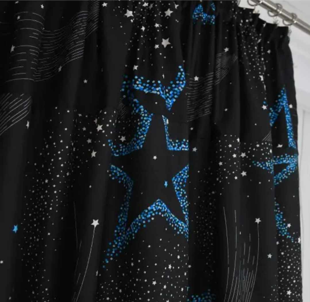 Black curtain with stars on a tape 145x250cm HERMINIA image 1