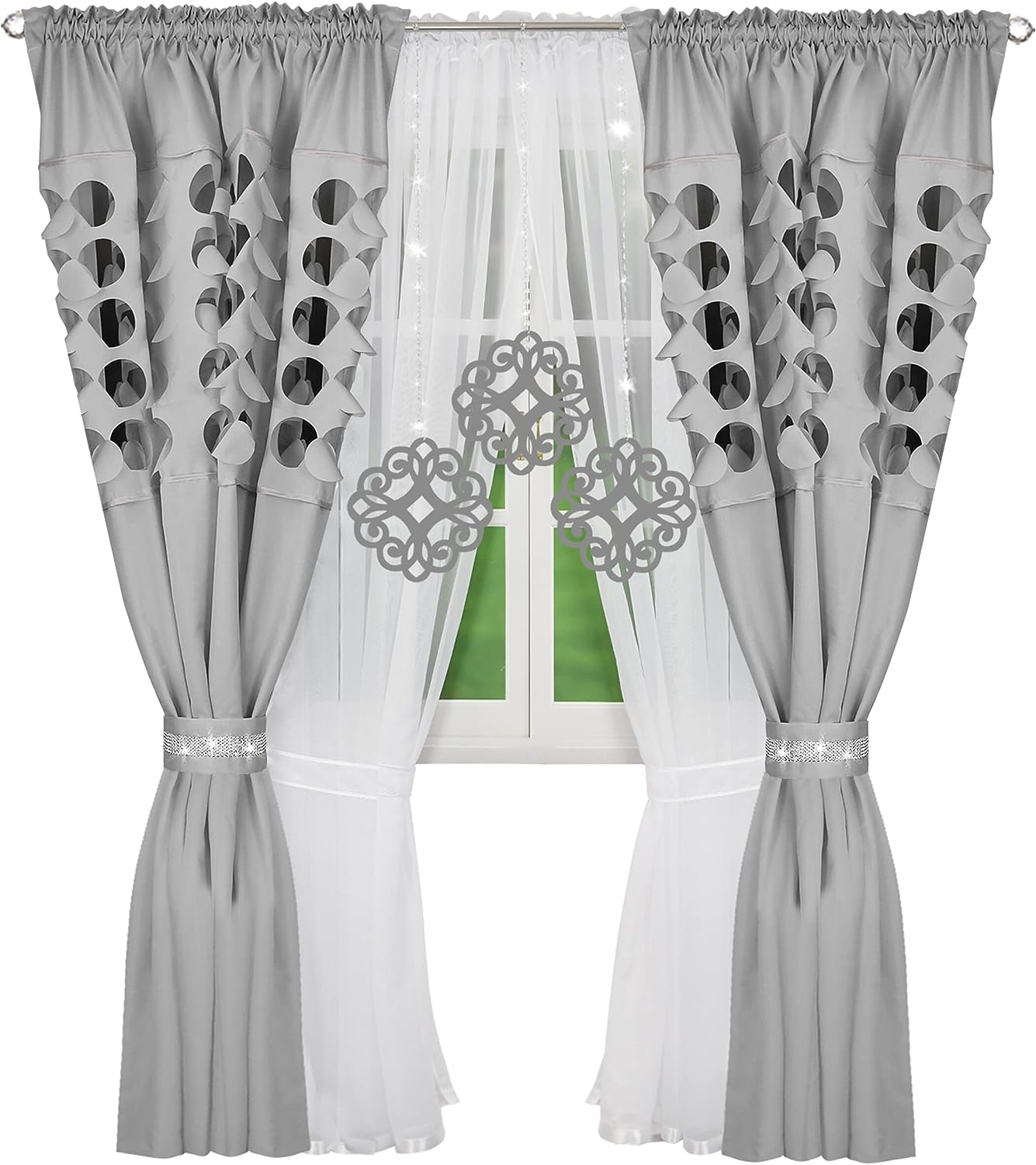 Decorative set with azure pendants - SILVER image 1