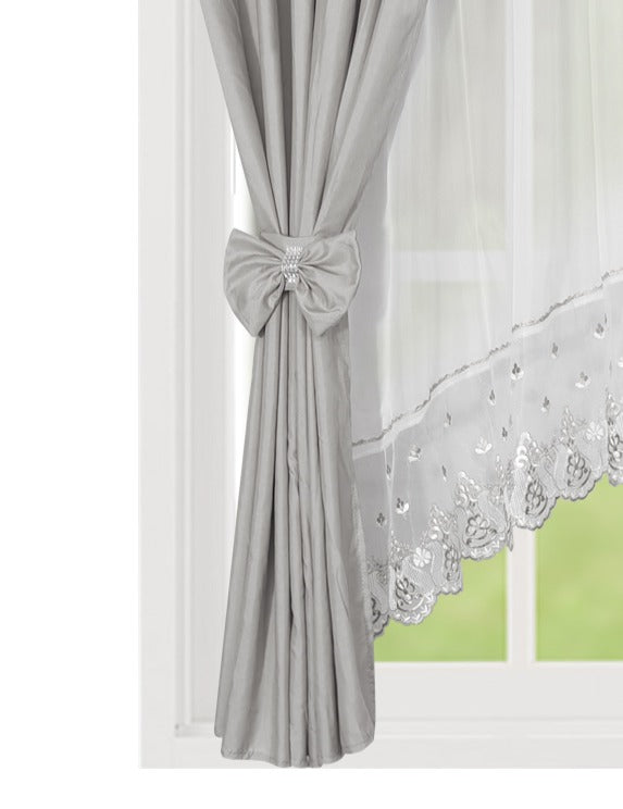 ,,Luna" Curtain with decorative lambrequin - light gray image 2