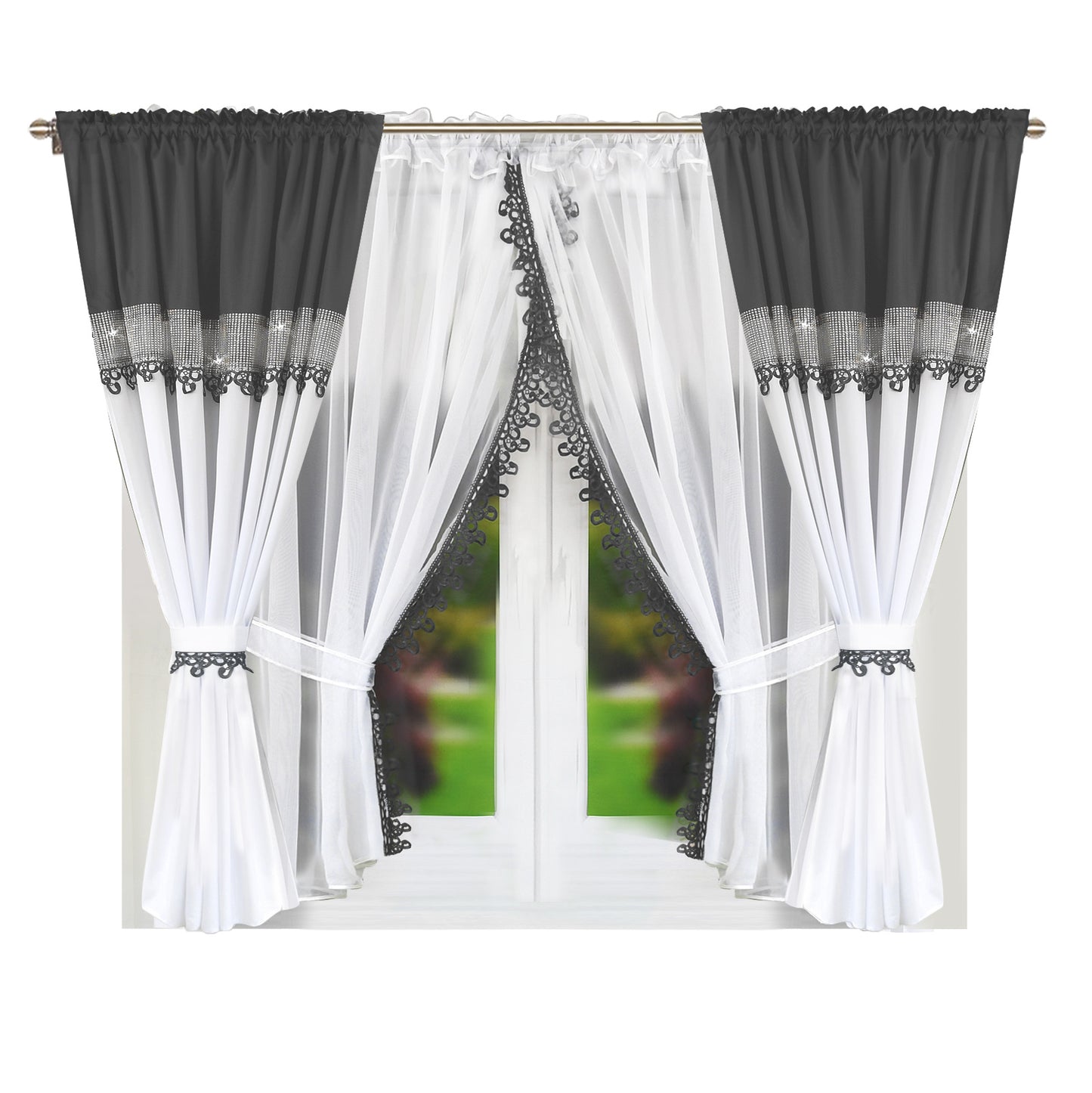 ZAYA Short Gray Curtain Decorative Set image 0