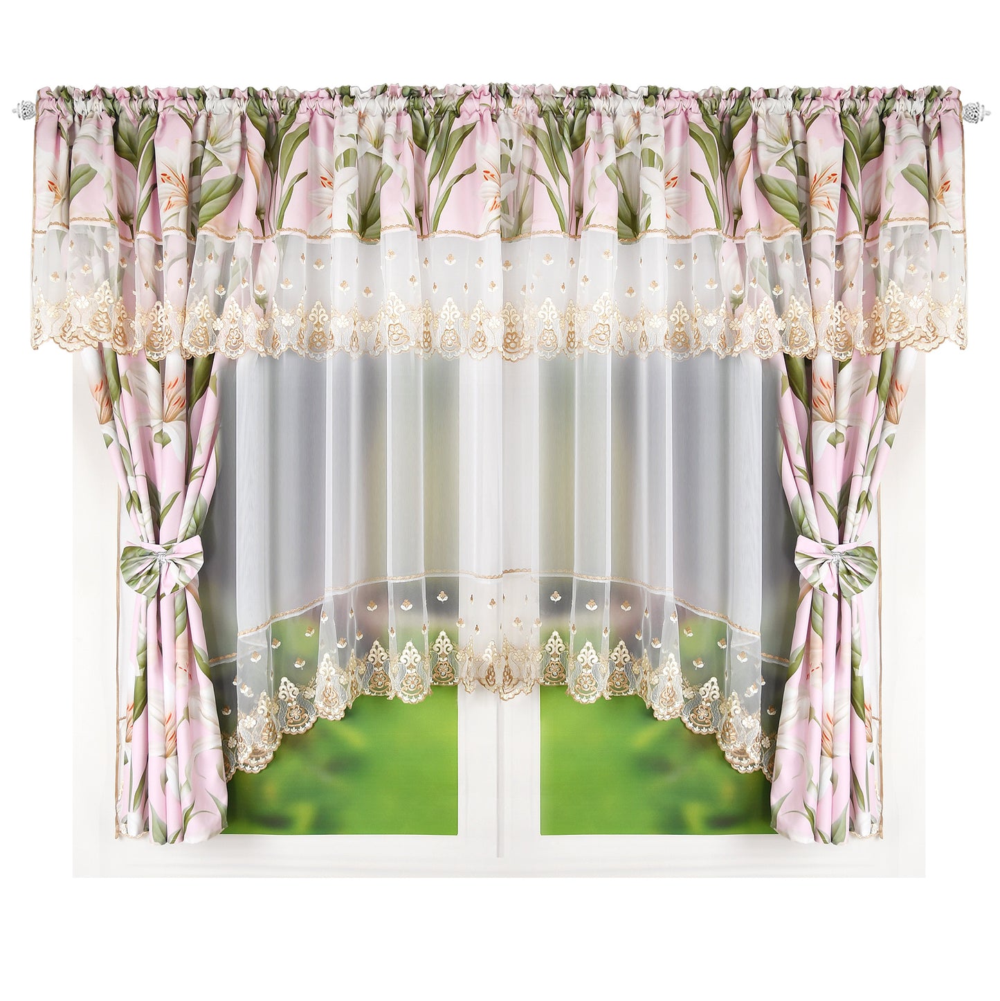 NIVA - Embroidered curtain with decorative lambrequin image 0