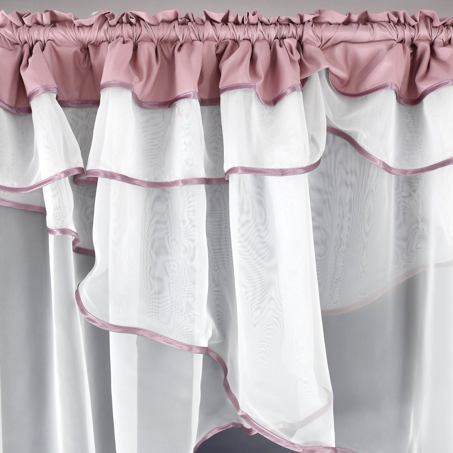 WERA - Pink curtain set with voile curtain + lambrequin image 2