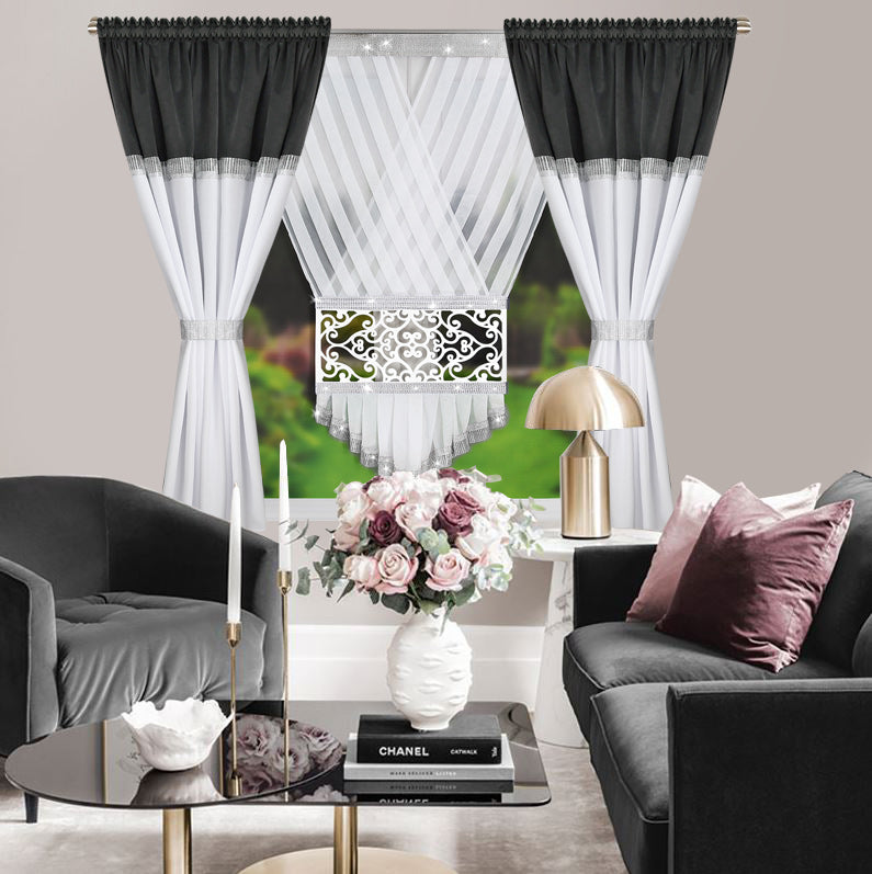 DESSI Dark Gray Velvet and Silver Rhinestones - Short image 0