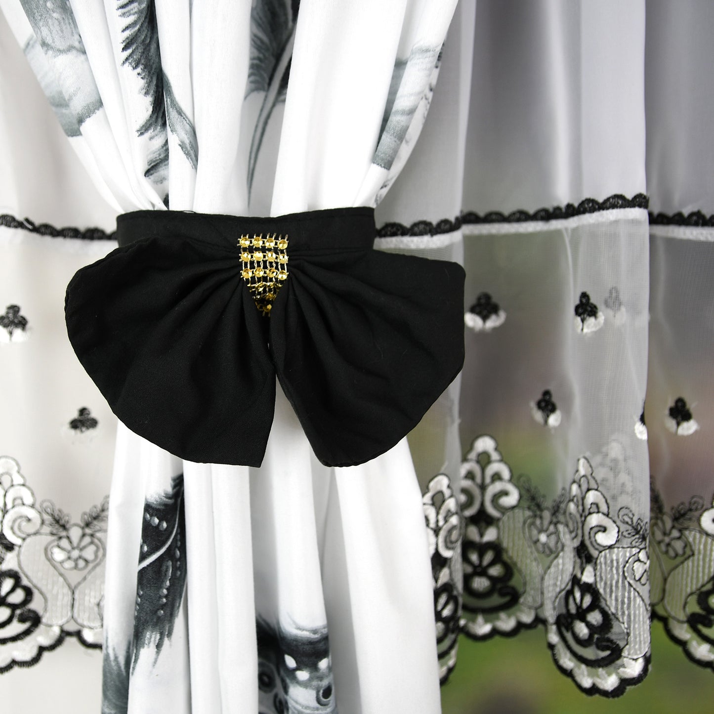 RANDY set of curtains with black leaves (RANDY Leaf Curtains) image 2