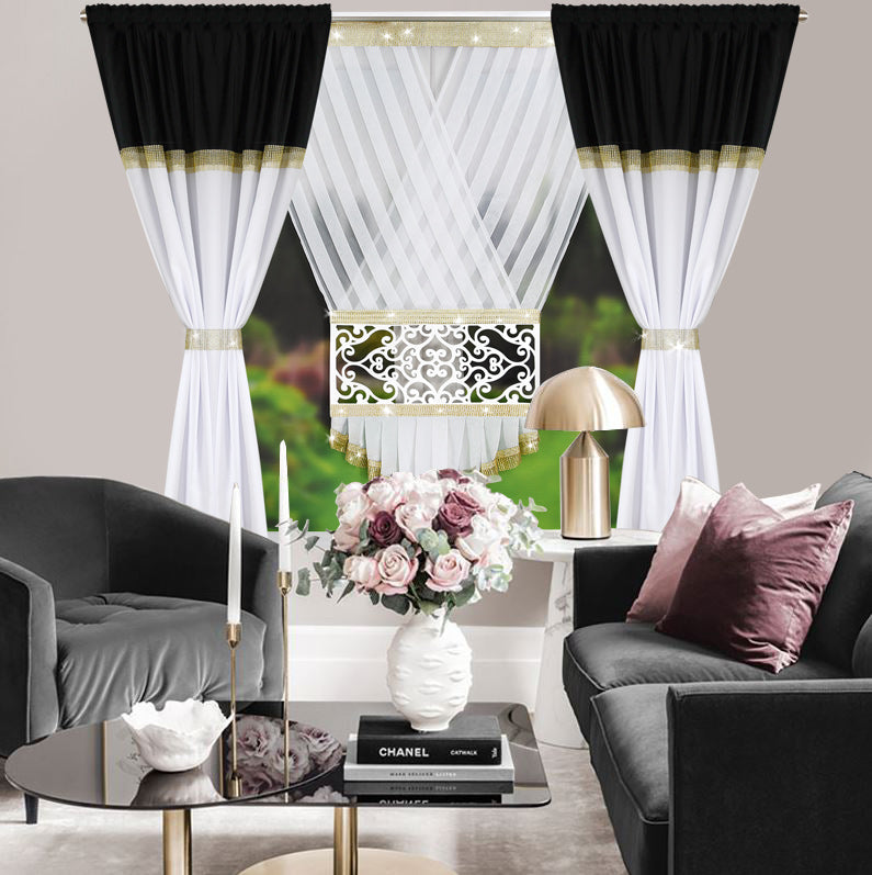 DESSI Black Velvet and Gold Rhinestones - Short image 1