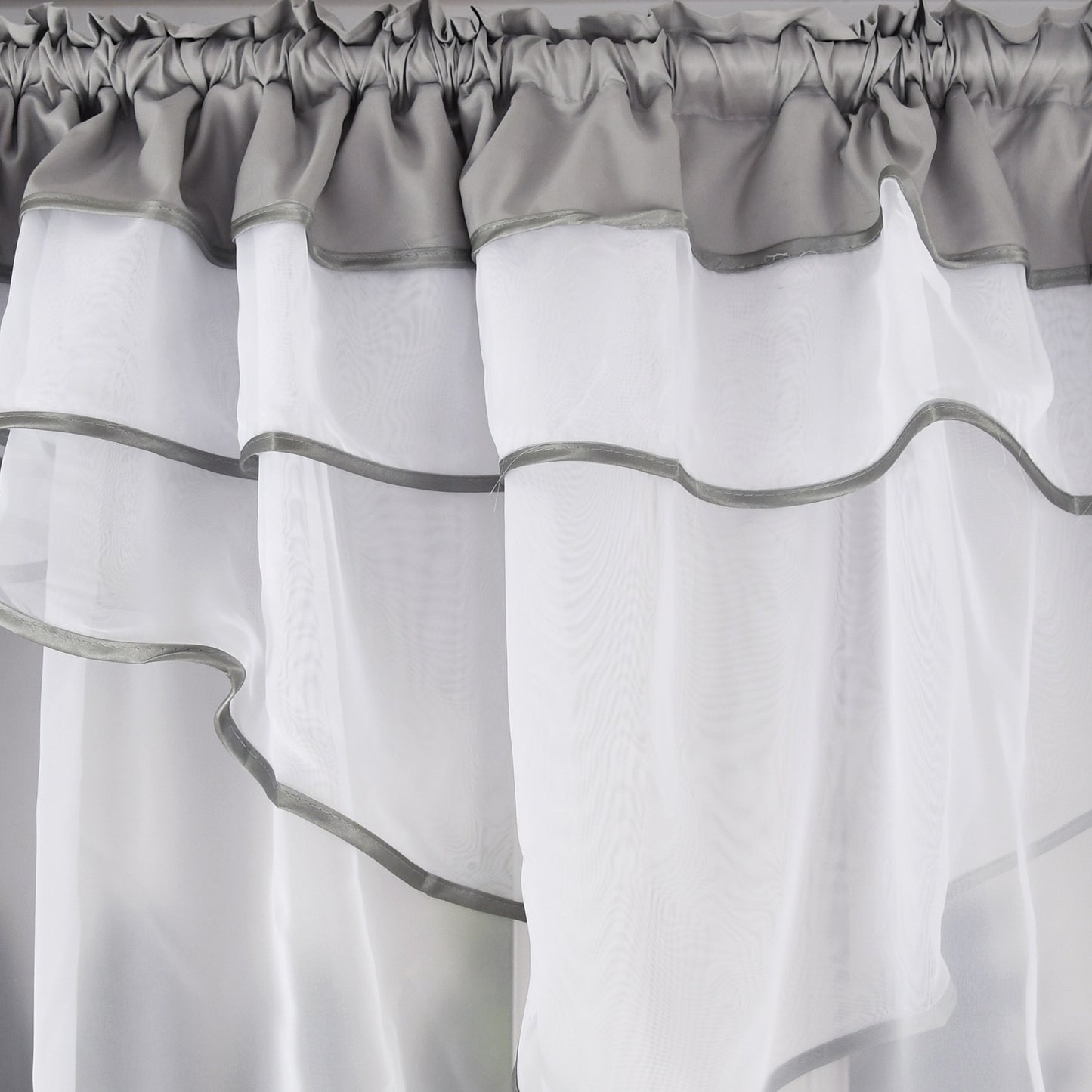 WERA - Gray curtain set with voile curtain + lambrequin image 2