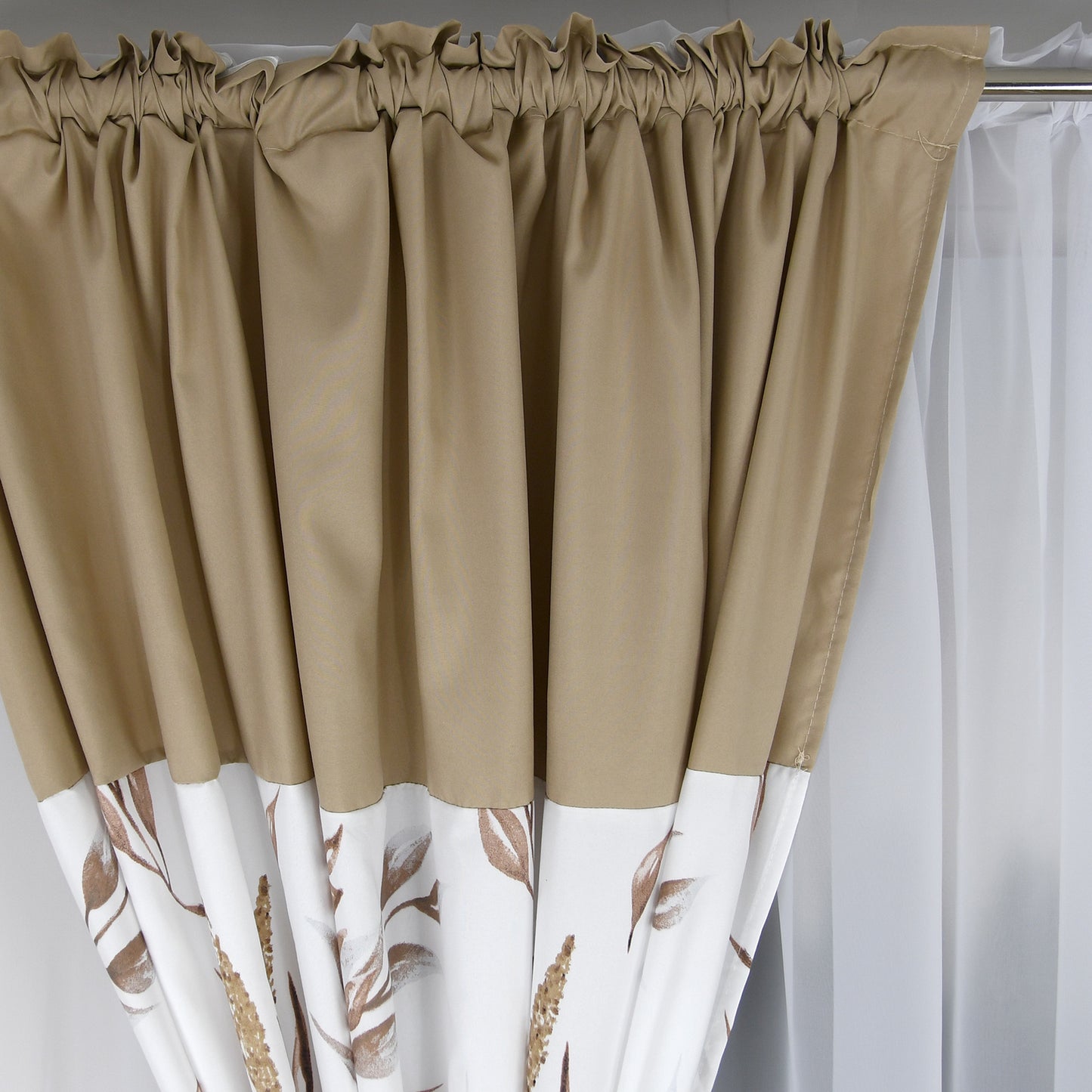 RANDY set of curtains with beige leaves image 3