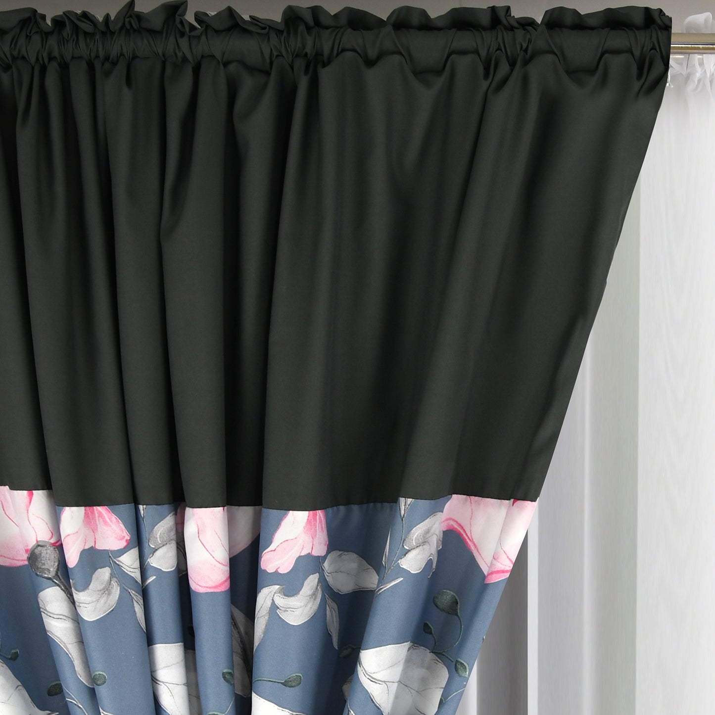 RANDY set of curtains with pink flowers image 3