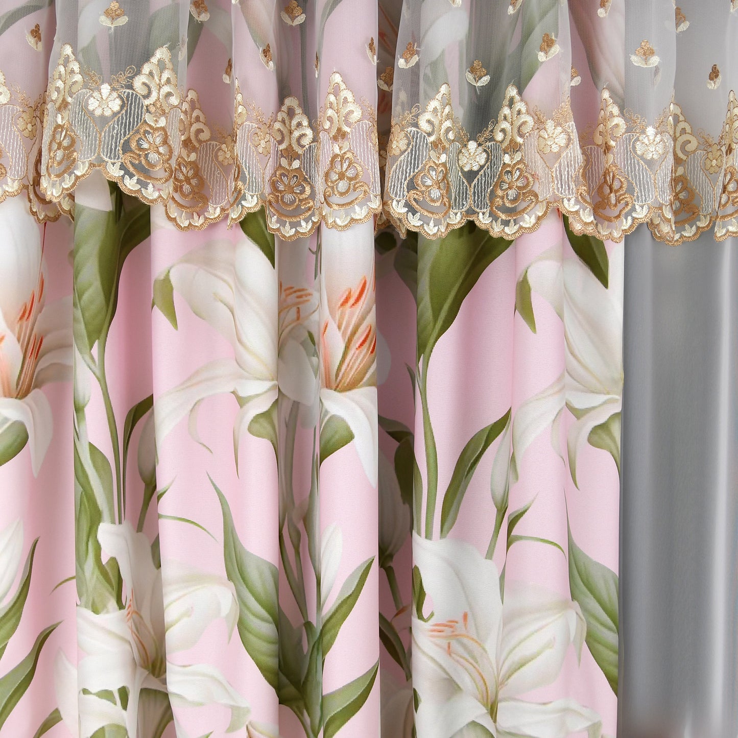 NIVA - Embroidered curtain with decorative lambrequin image 2