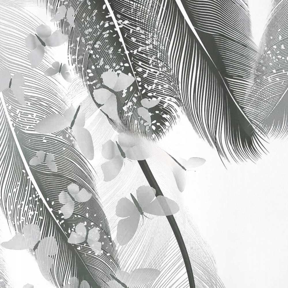 Curtain with gray leaves on a tape 145x250cm GRASSA image 3