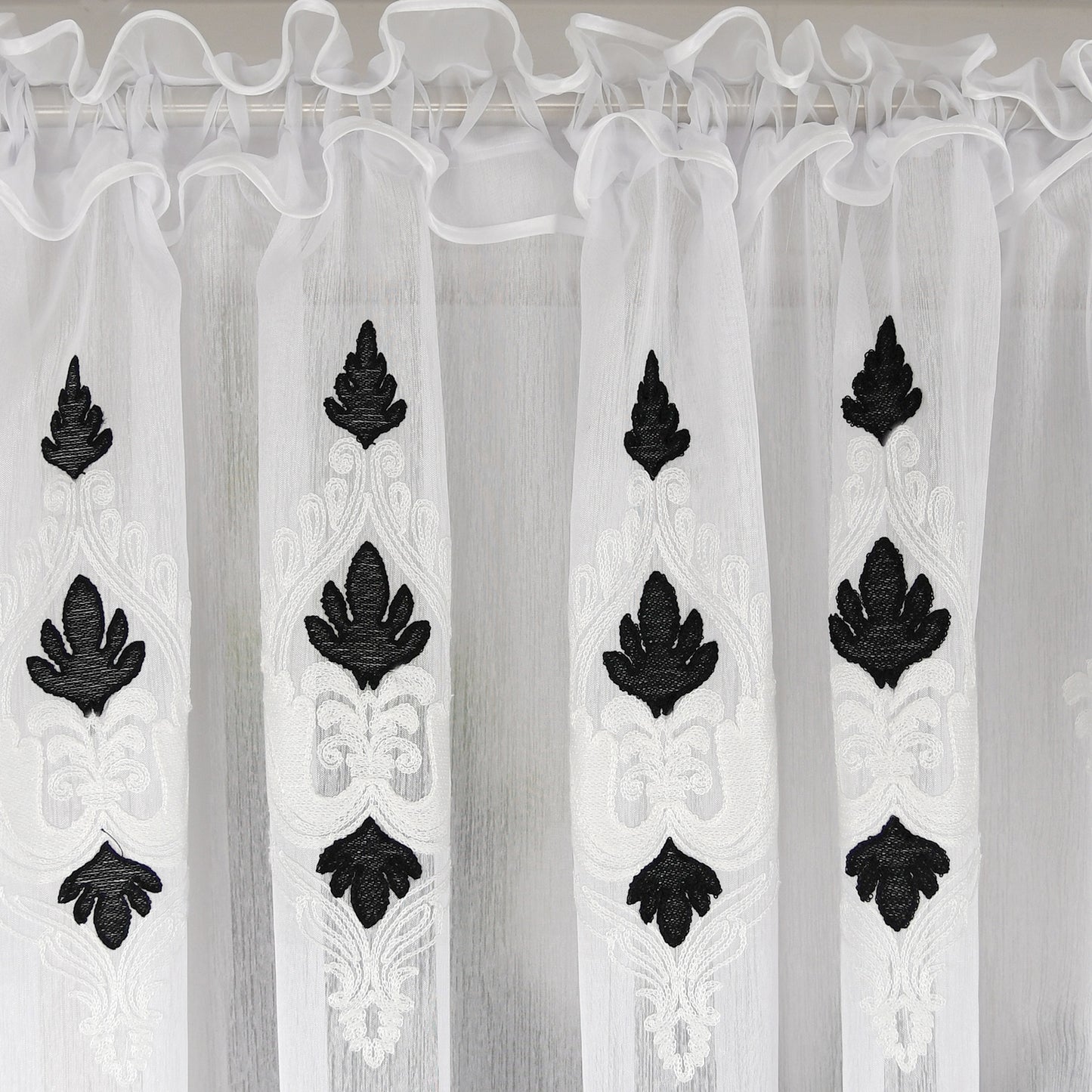 RICAMO - Sable curtain with black embroidery decorated image 3