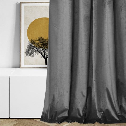 Silver-gray velvet curtain on a tape 135x270cm ARACELI image 1