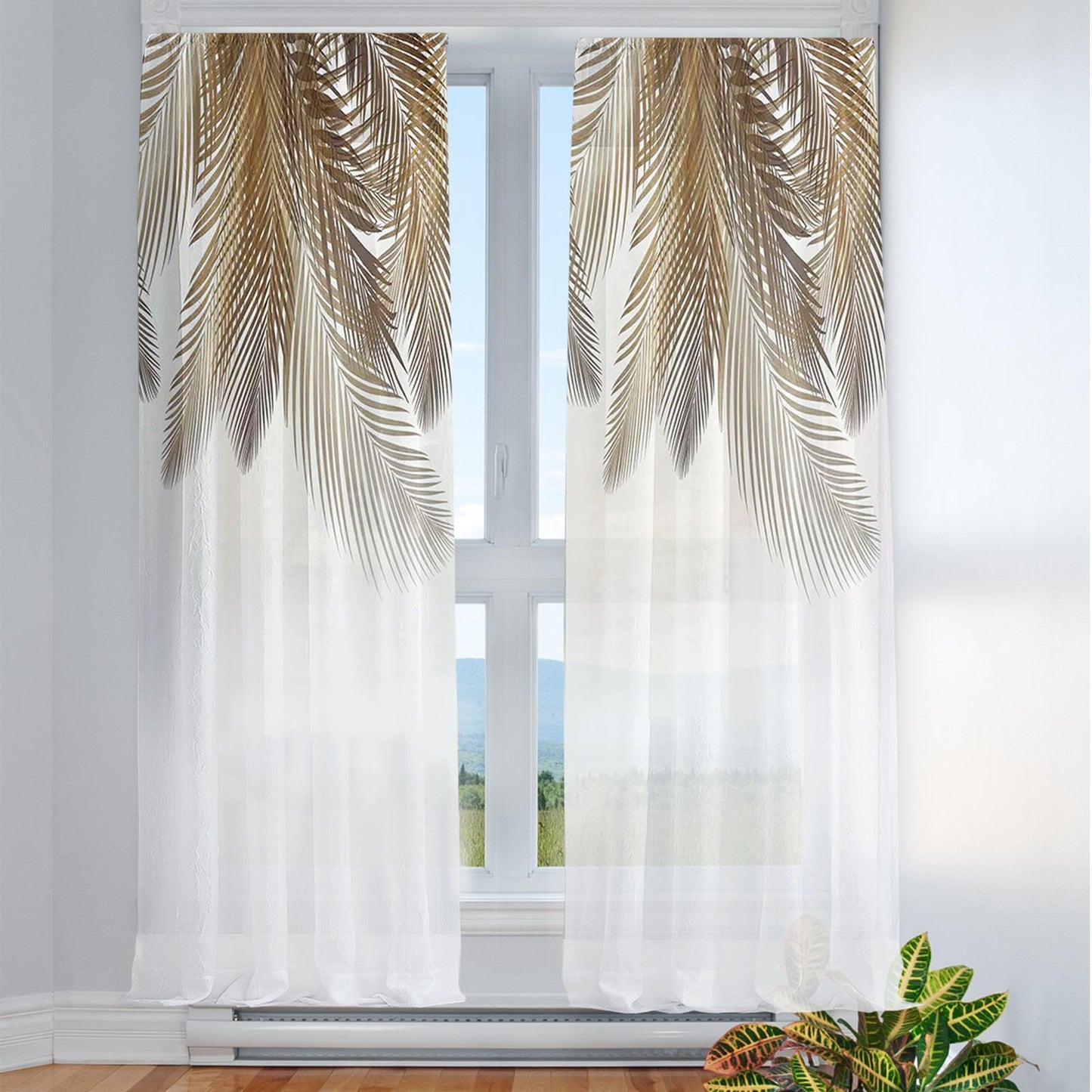 Curtain with gold leaves on a tape 145x250cm GRASSA image 0