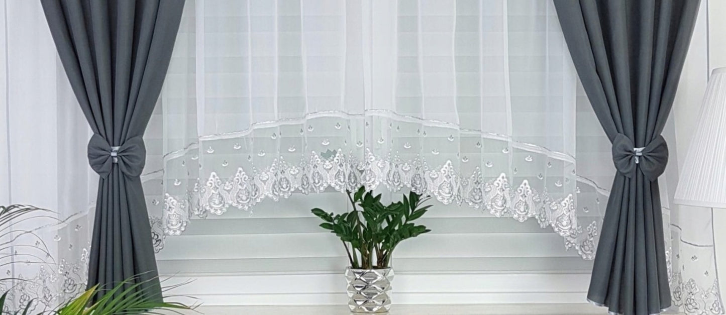 ,,Luna" Curtain with decorative lambrequin - dark gray image 5