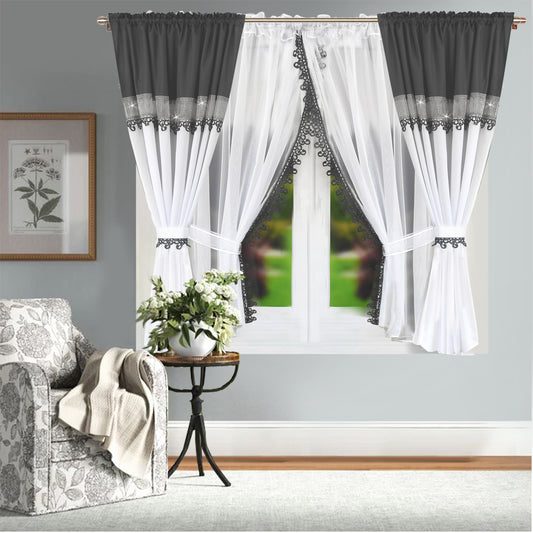 ZAYA Short Gray Curtain Decorative Set image 1