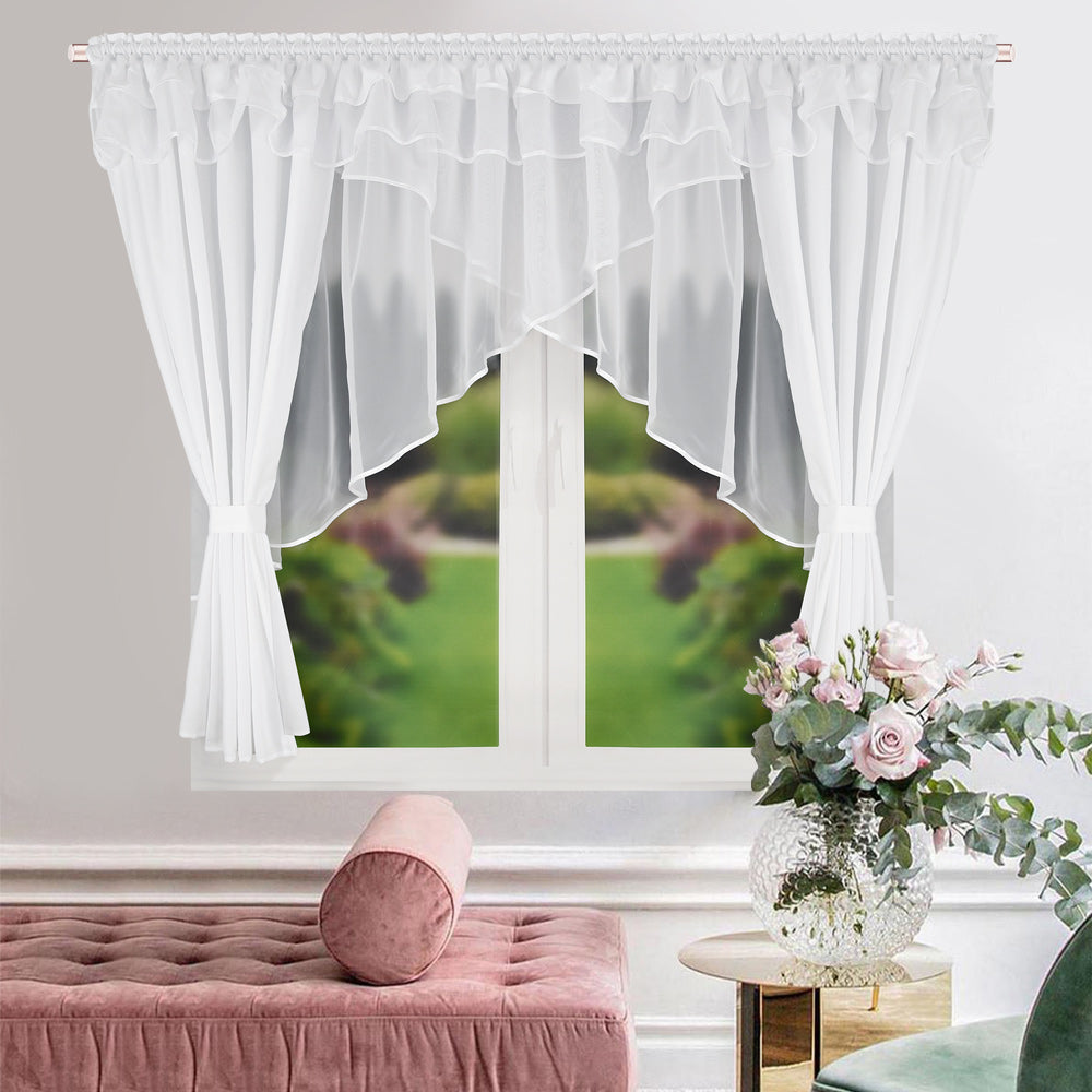 WERA - White curtain set with voile curtain + lambrequin image 1
