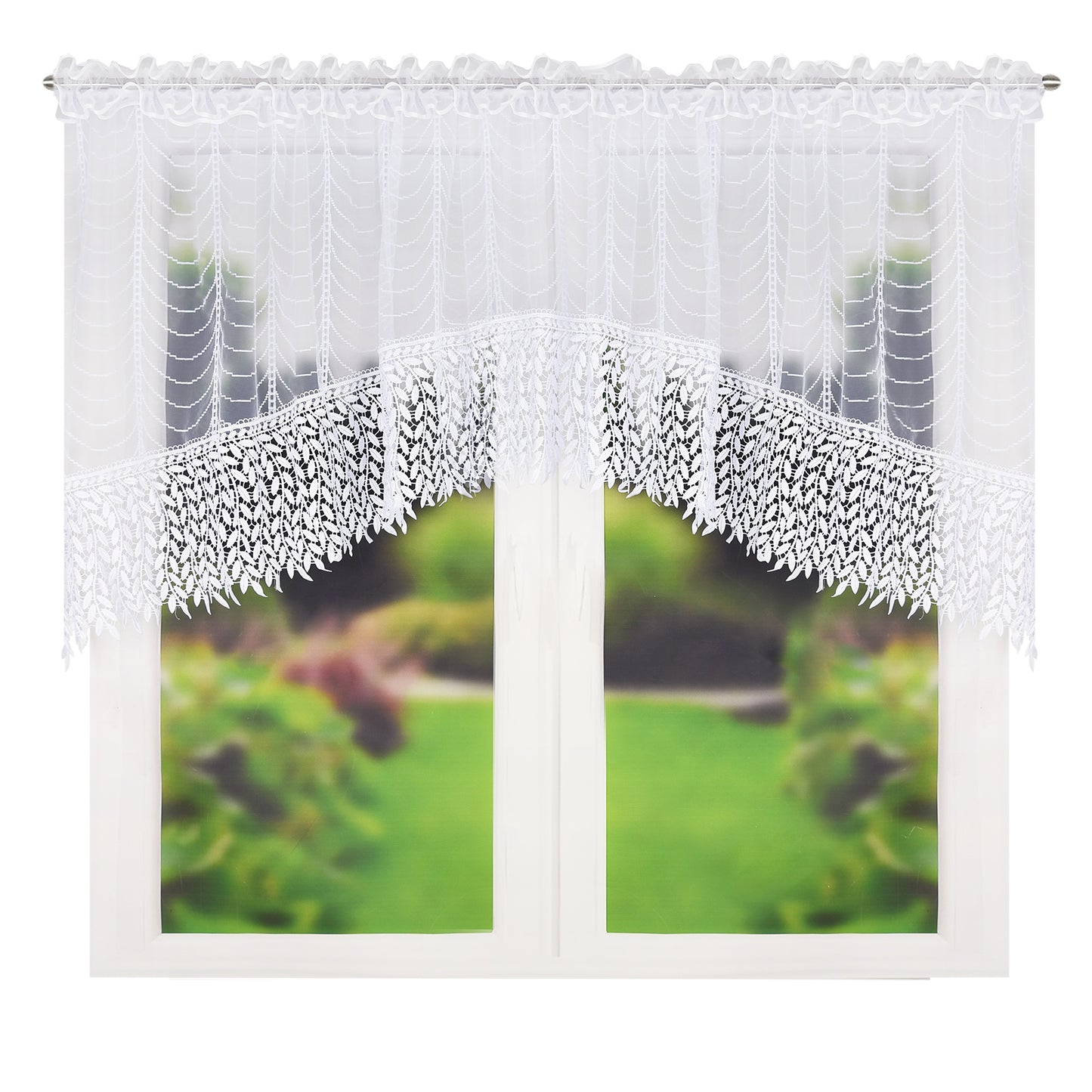 MILIA - white curtains with beads and a flower-shaped pendant image 0