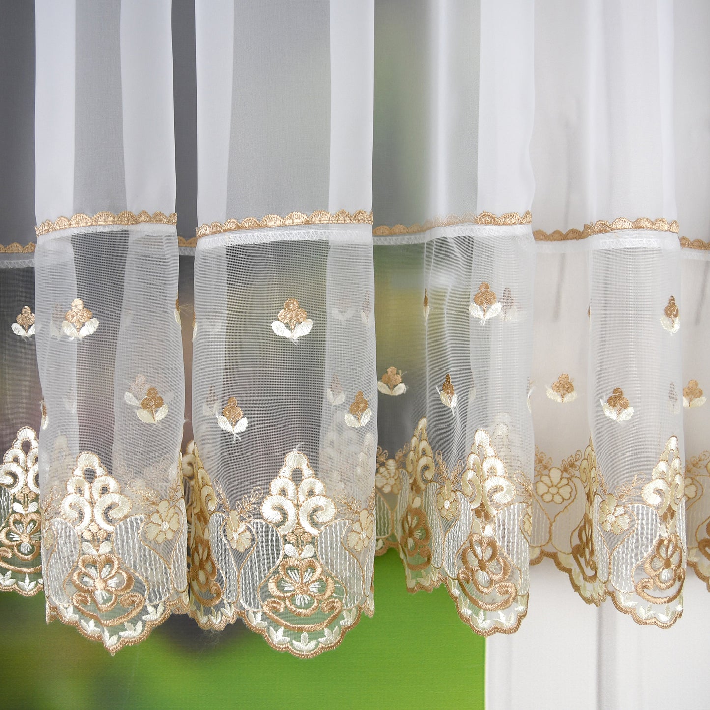 ,,Luna" Curtain with decorative lambrequin - beige image 2