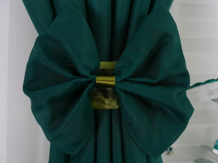 ,,Luna" Curtain with decorative lambrequin -dark green image 2