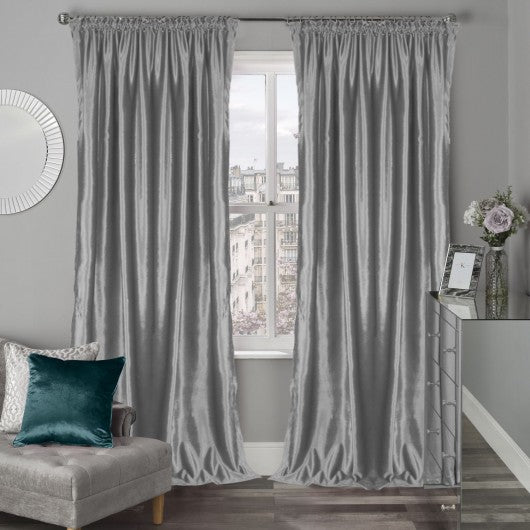 Silver velvet curtain on a tape 135x270cm ARACELI image 1