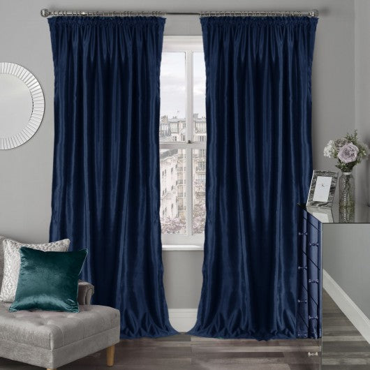 Navy blue velvet curtain on a tape 135x270cm ARACELI image 1