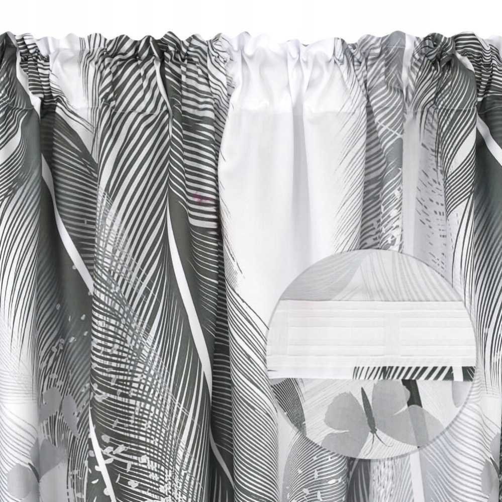 Curtain with gray leaves on a tape 145x250cm GRASSA image 2