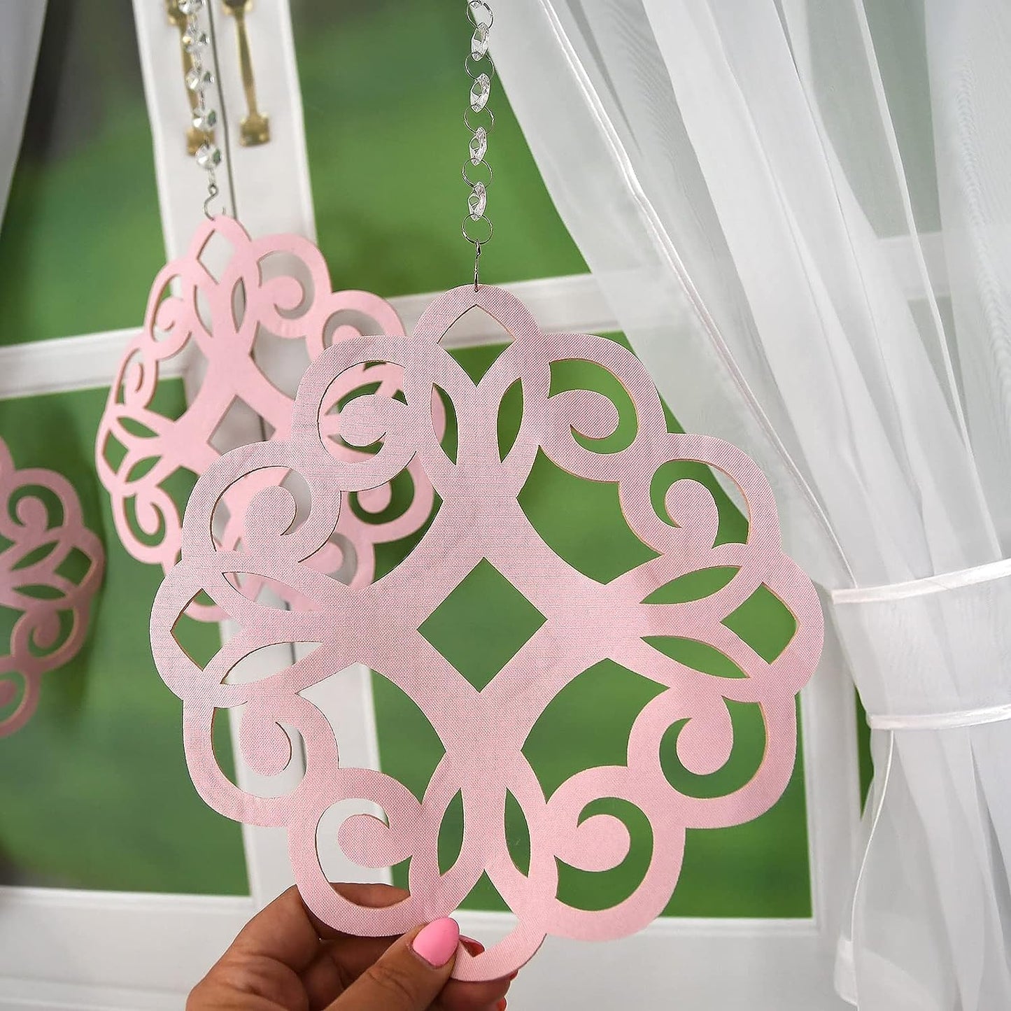 Decorative set with azure pendants - PASTEL PINK image 3