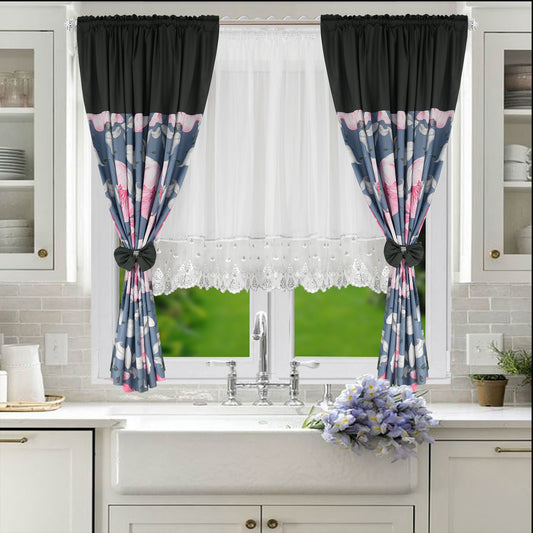 RANDY set of curtains with pink flowers image 1