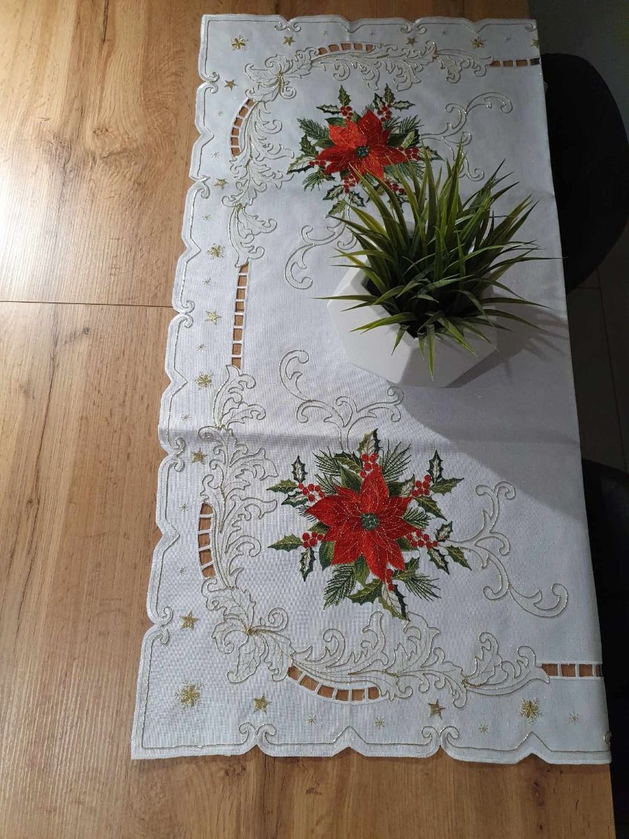 TABLECLOTH RED DECORATION - Table Runner -FLOWER image 1