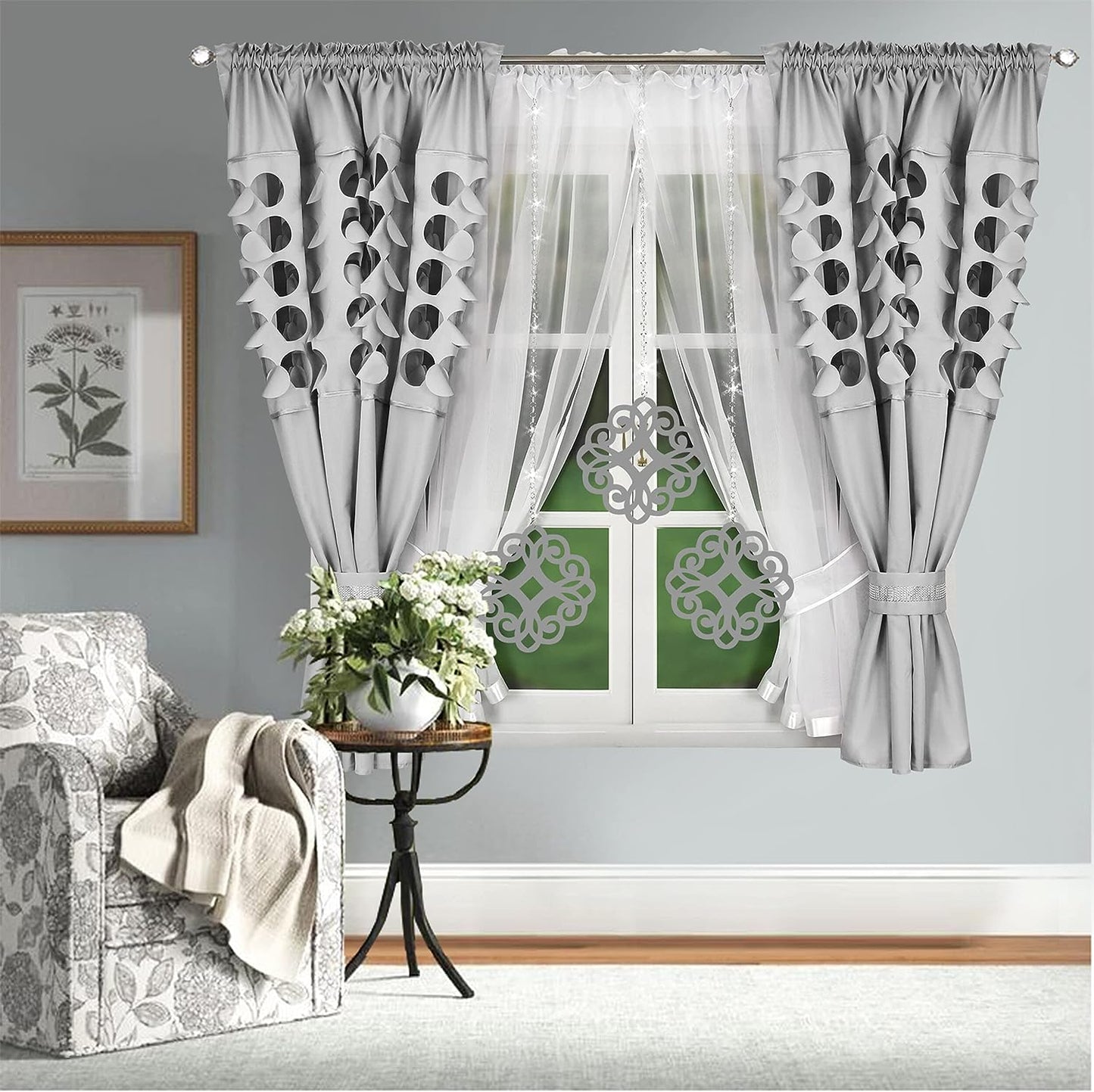 Decorative set with azure pendants - SILVER image 2