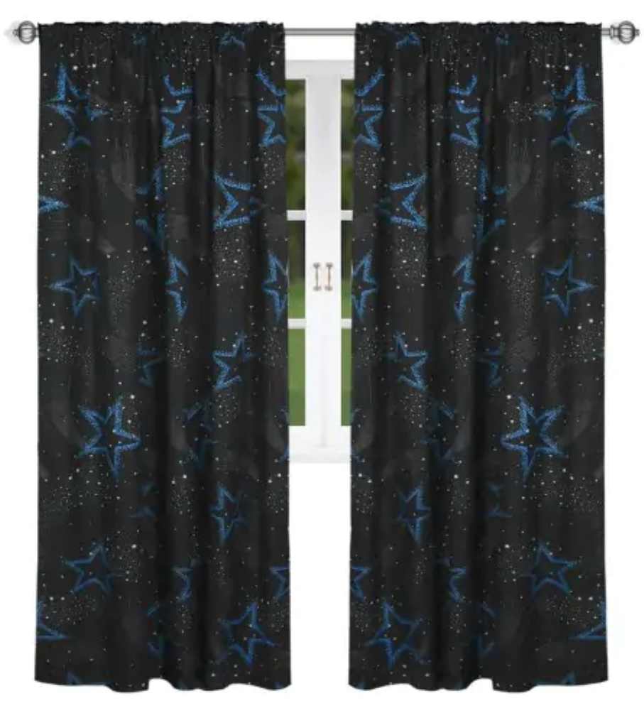 Black curtain with stars on a tape 145x250cm HERMINIA image 0