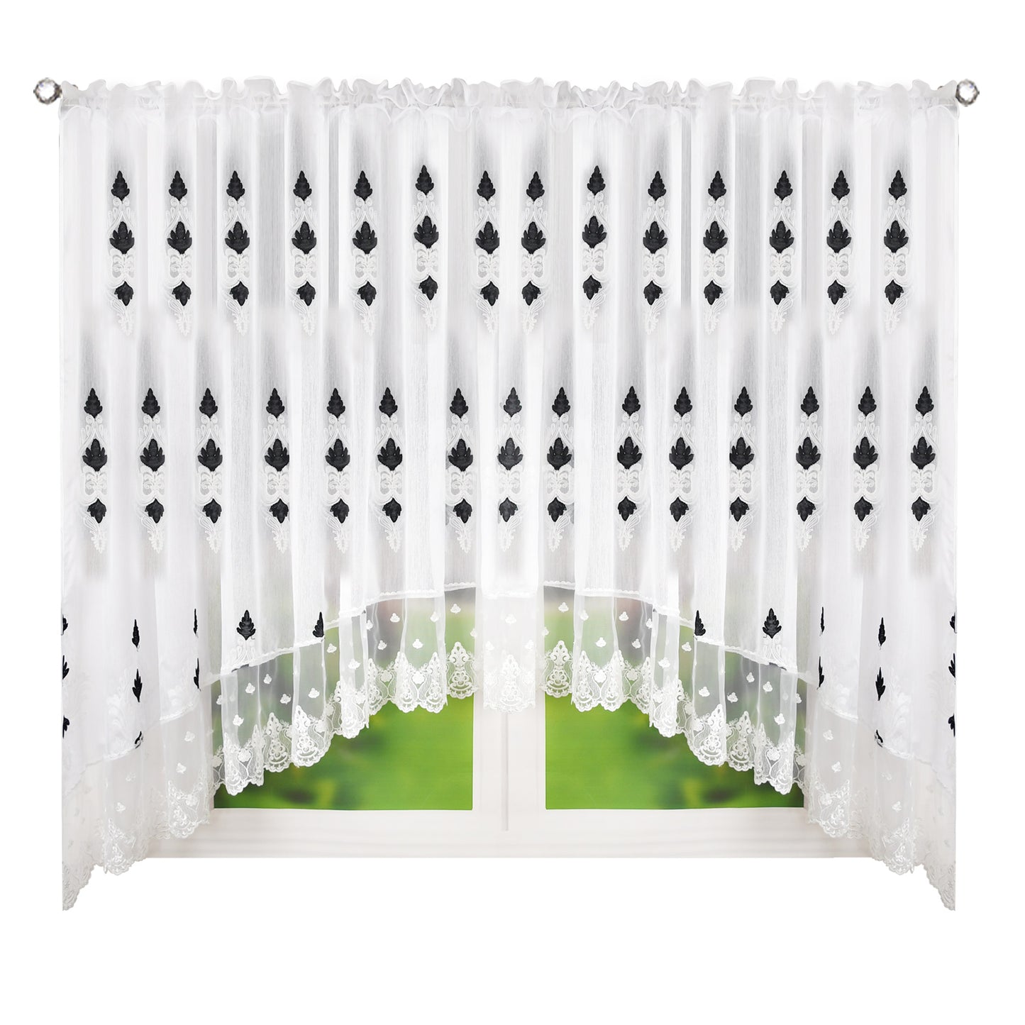 RICAMO - Sable curtain with black embroidery decorated image 0