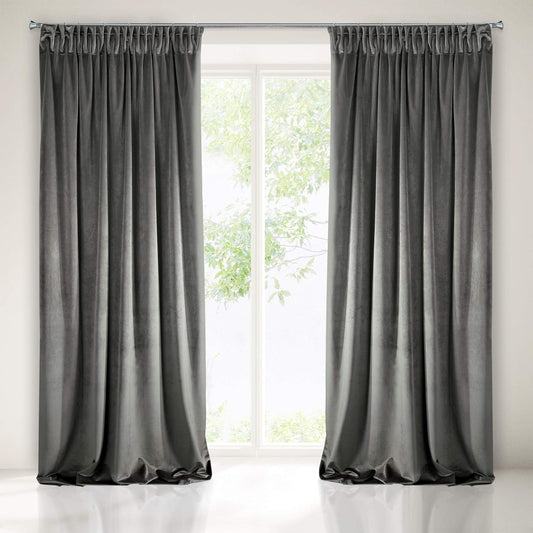 Silver-gray velvet curtain on a tape 135x270cm ARACELI image 0