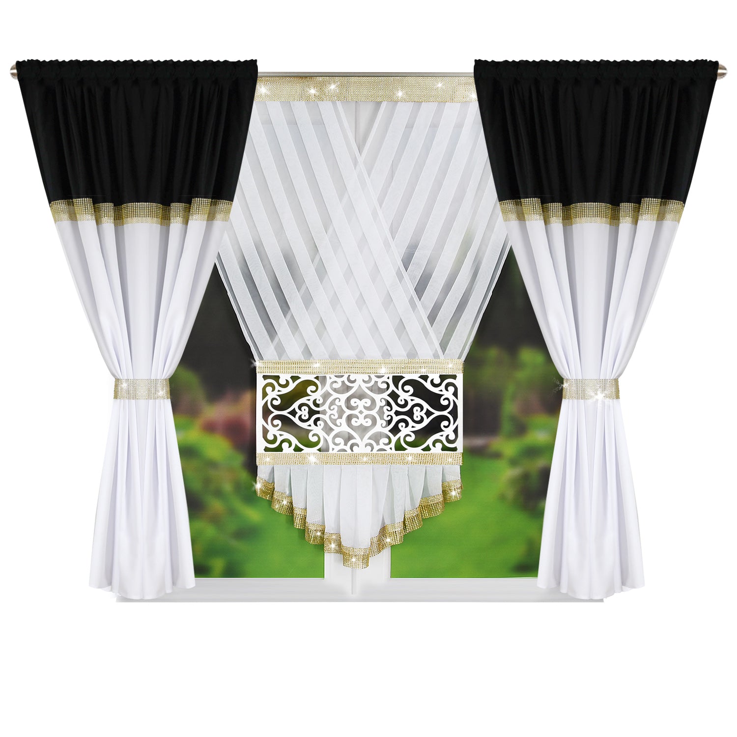DESSI Black Velvet and Gold Rhinestones - Short image 0