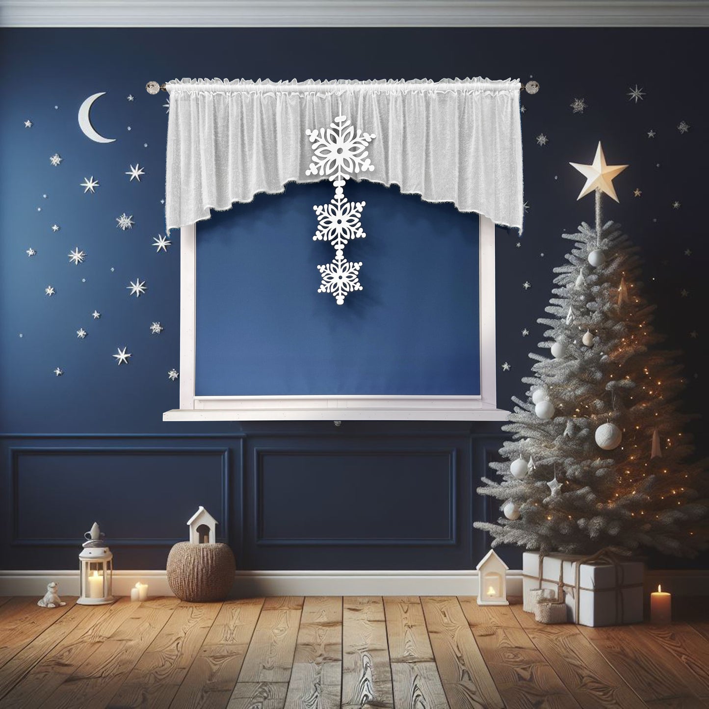 NEIGE Fluffy curtain set with stars image 1