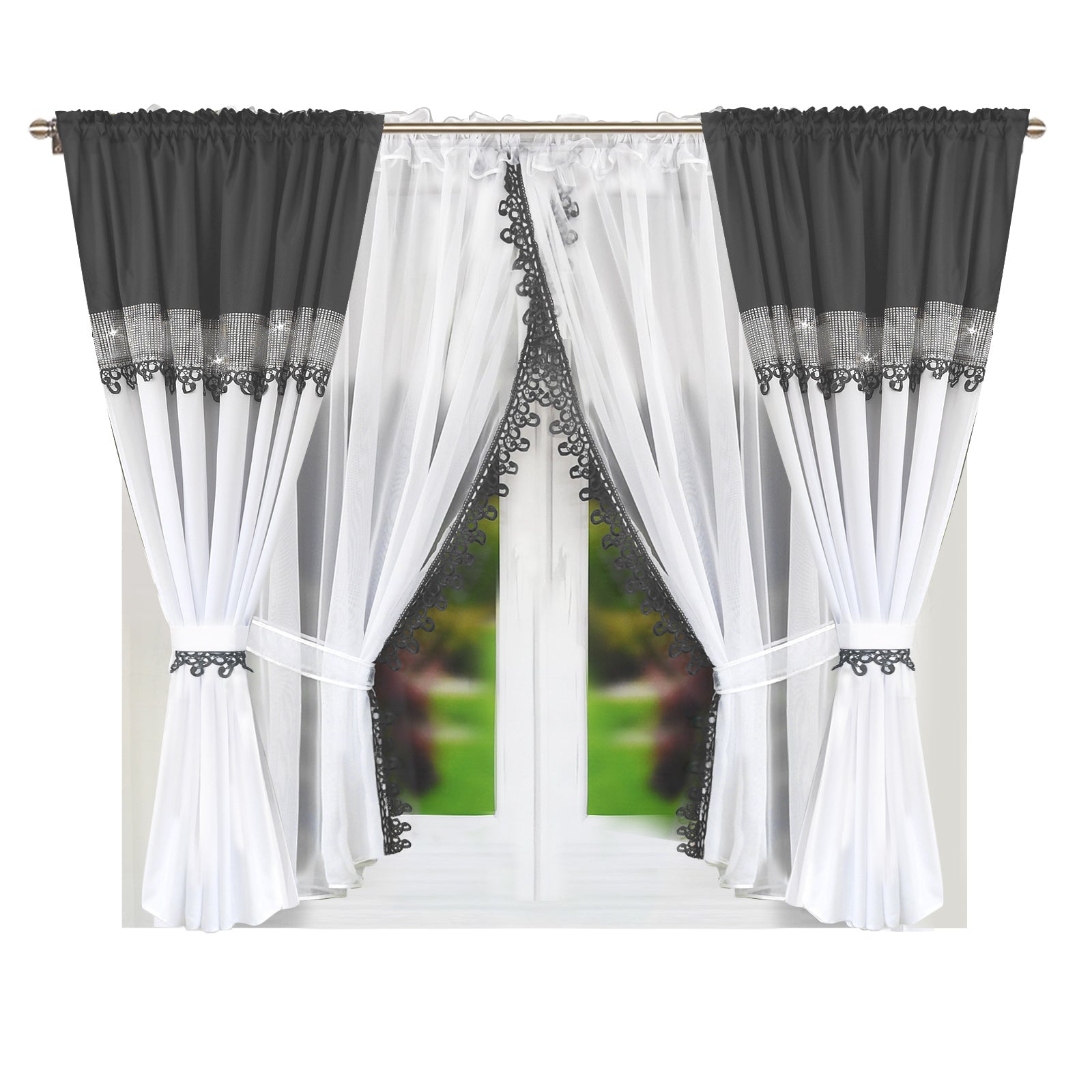 ZAYA  Short Gray Curtain Decorative Set image 0