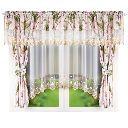 NIVA - Embroidered curtain with decorative lambrequin image 0