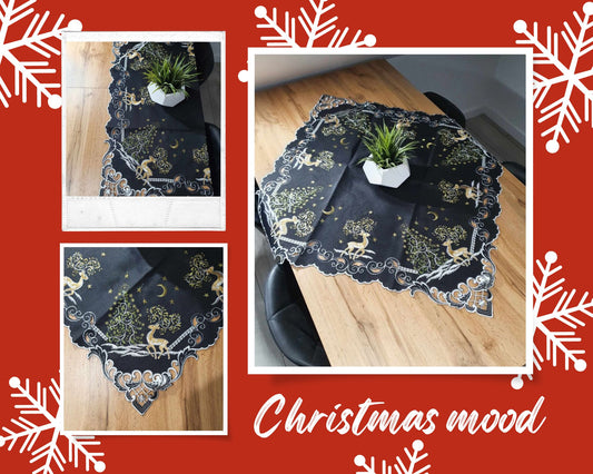 TABLECLOTH Christmas Reindeer  - Table Runner - Black image 0