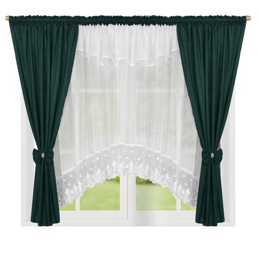 ,,Luna" Curtain with decorative lambrequin  -dark green image 0