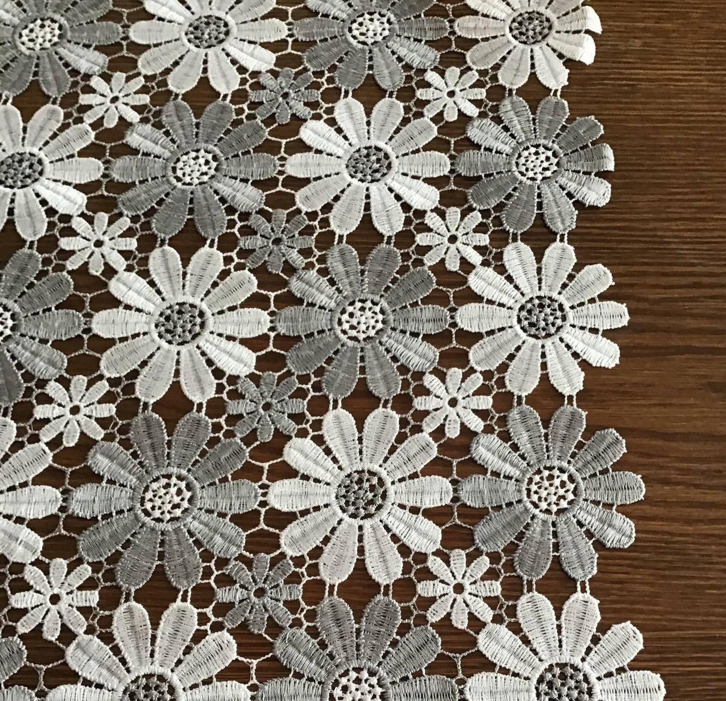 White Gray Guipure Tablecloth image 1