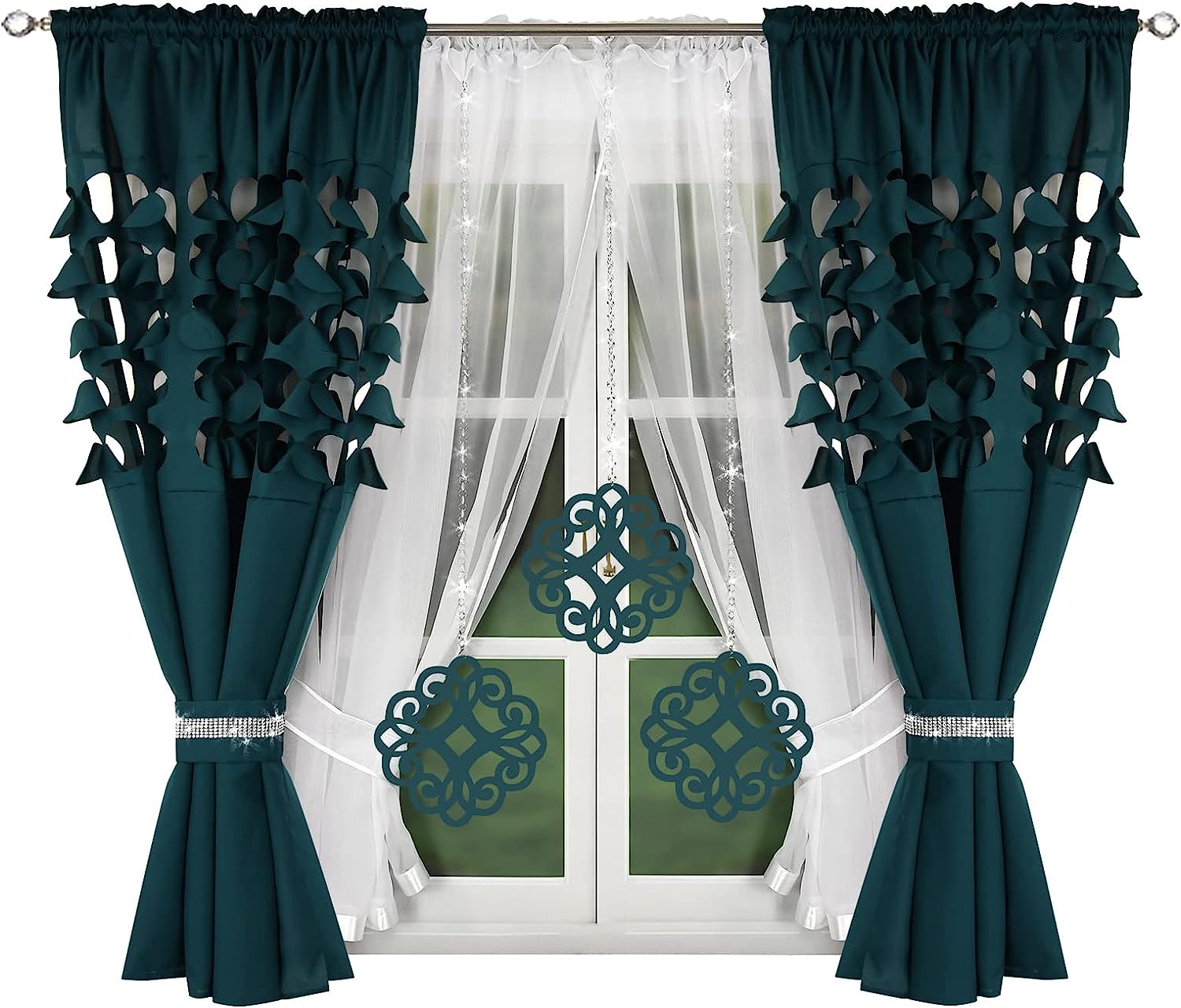 Decorative set with azure pendants - DARK GREEN image 0