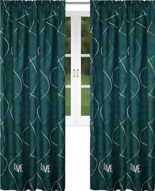 Bottle green curtain with a pattern on a tape 145x250cm KAIA image 0