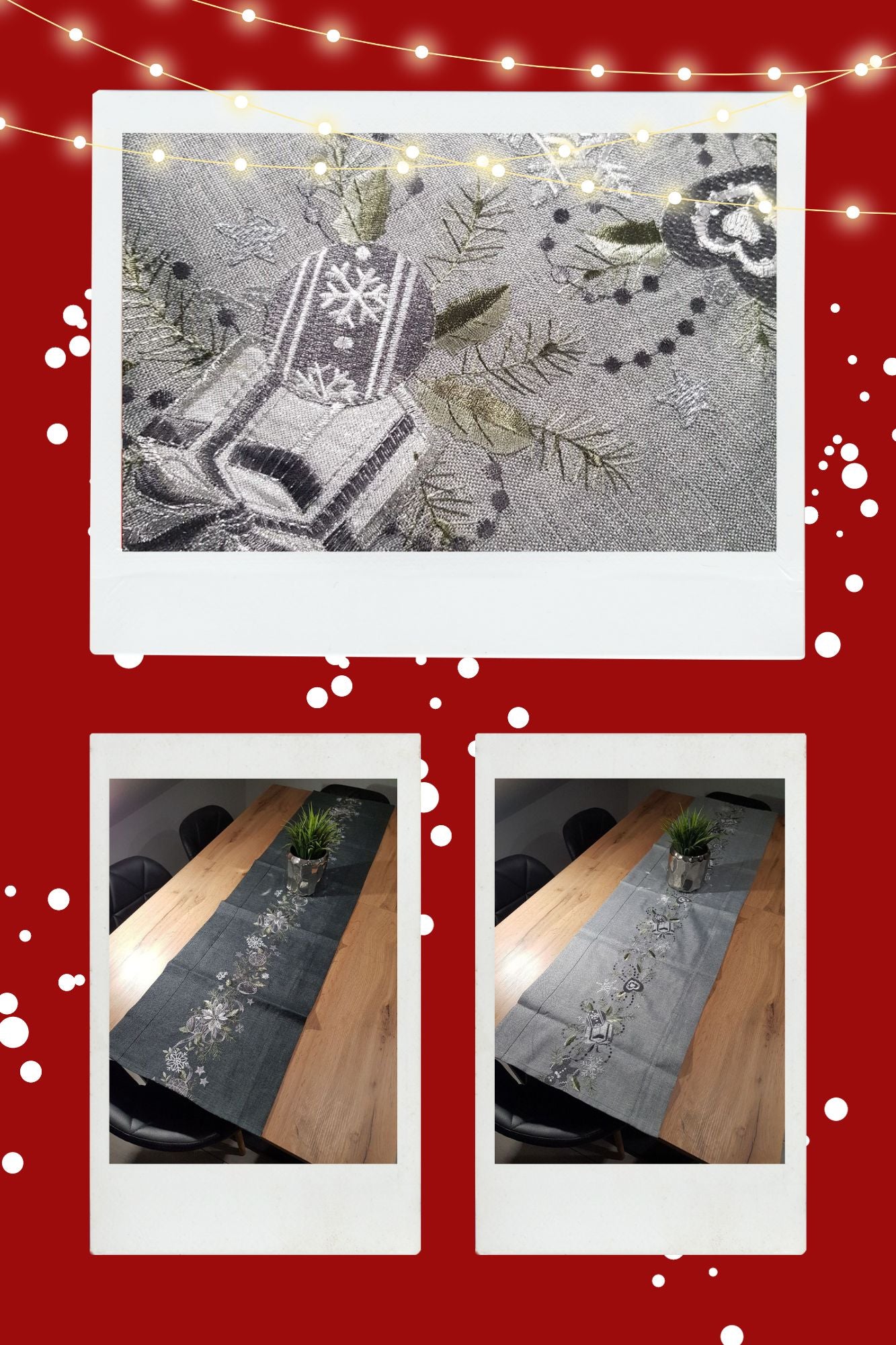 Embroidered Christmas table runner Style 2 image 0