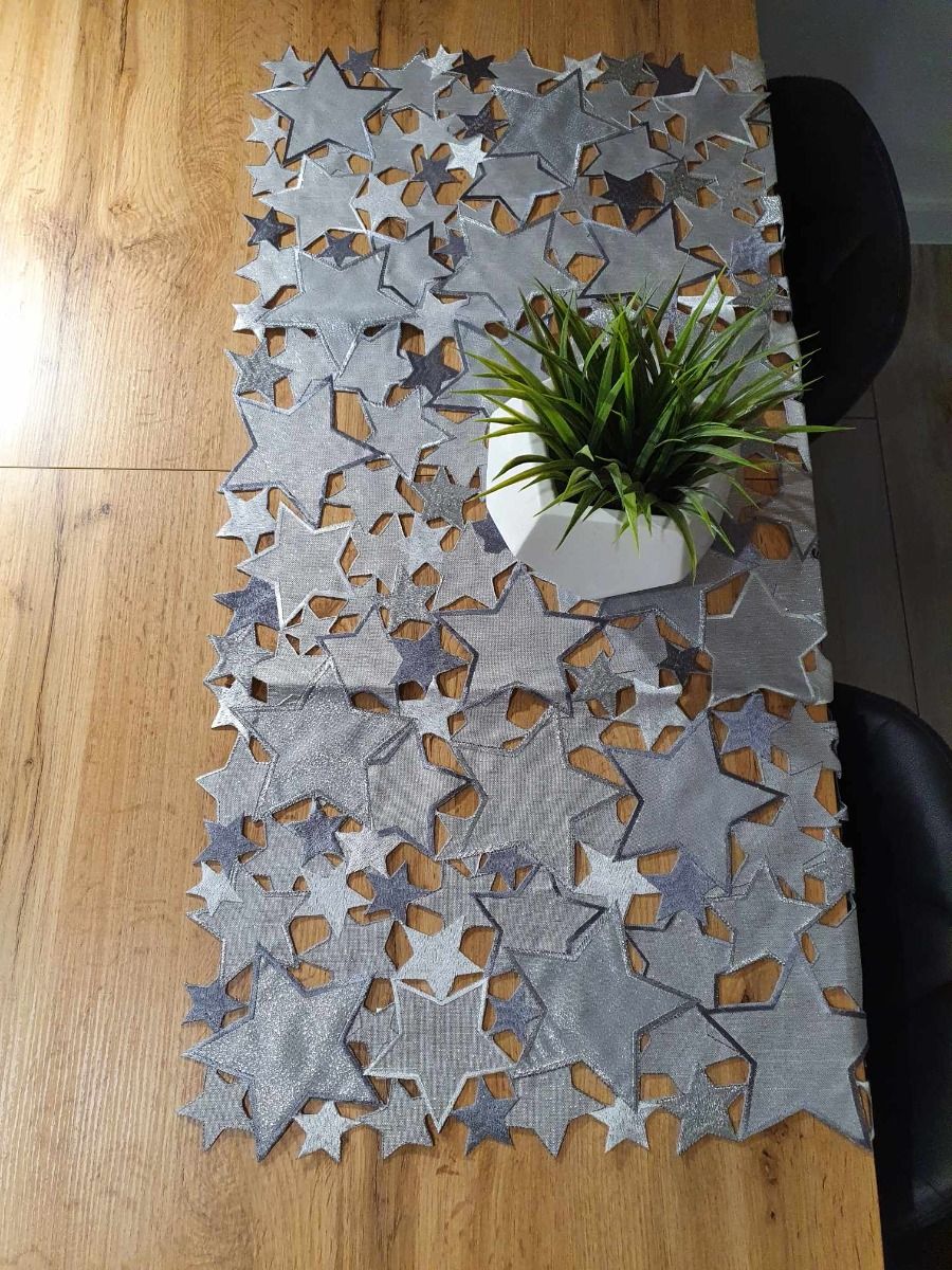 TABLECLOTH Christmas MAGIC STARS  - Table Runner - Silver image 2