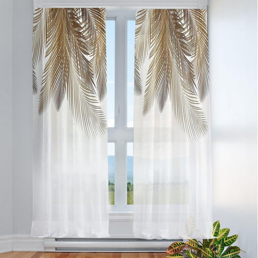 Curtain with gold leaves on a tape 145x250cm GRASSA image 0
