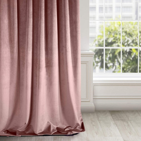 Powder pink velvet curtain on a tape 140cmx270cm ARACELI image 0