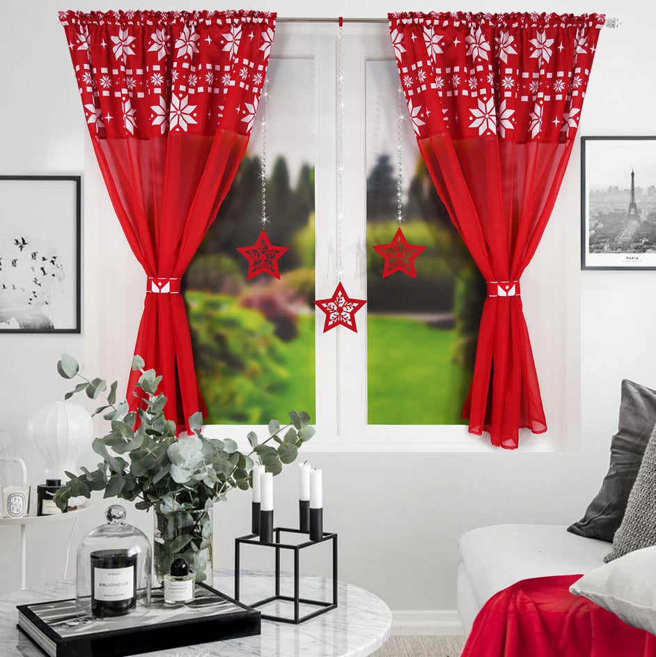 Christmas curtain set with ribbon hangers - MAGIC STAR image 1