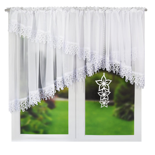 VILIA - set of two white curtains with beads and a flower-shaped pendant image 0
