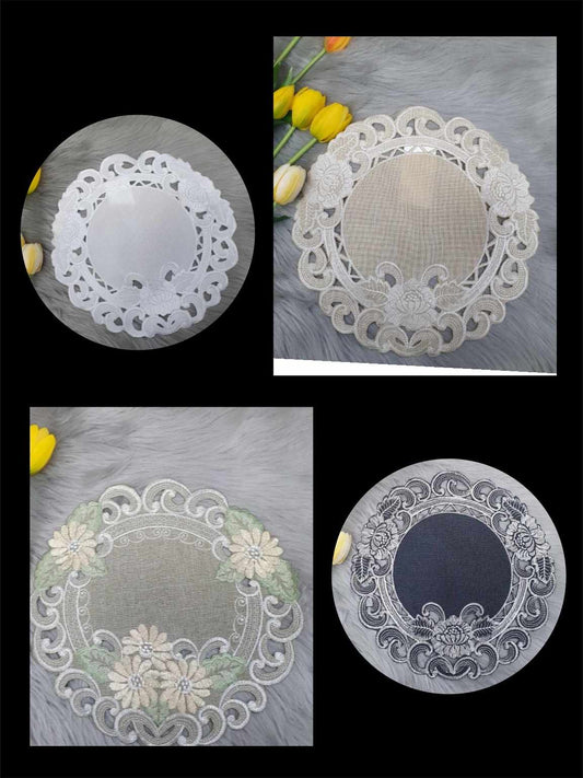 Amaizing Uniquely Embroidered Doilie Doily Napkin with a Floral Theme , 30cm image 0