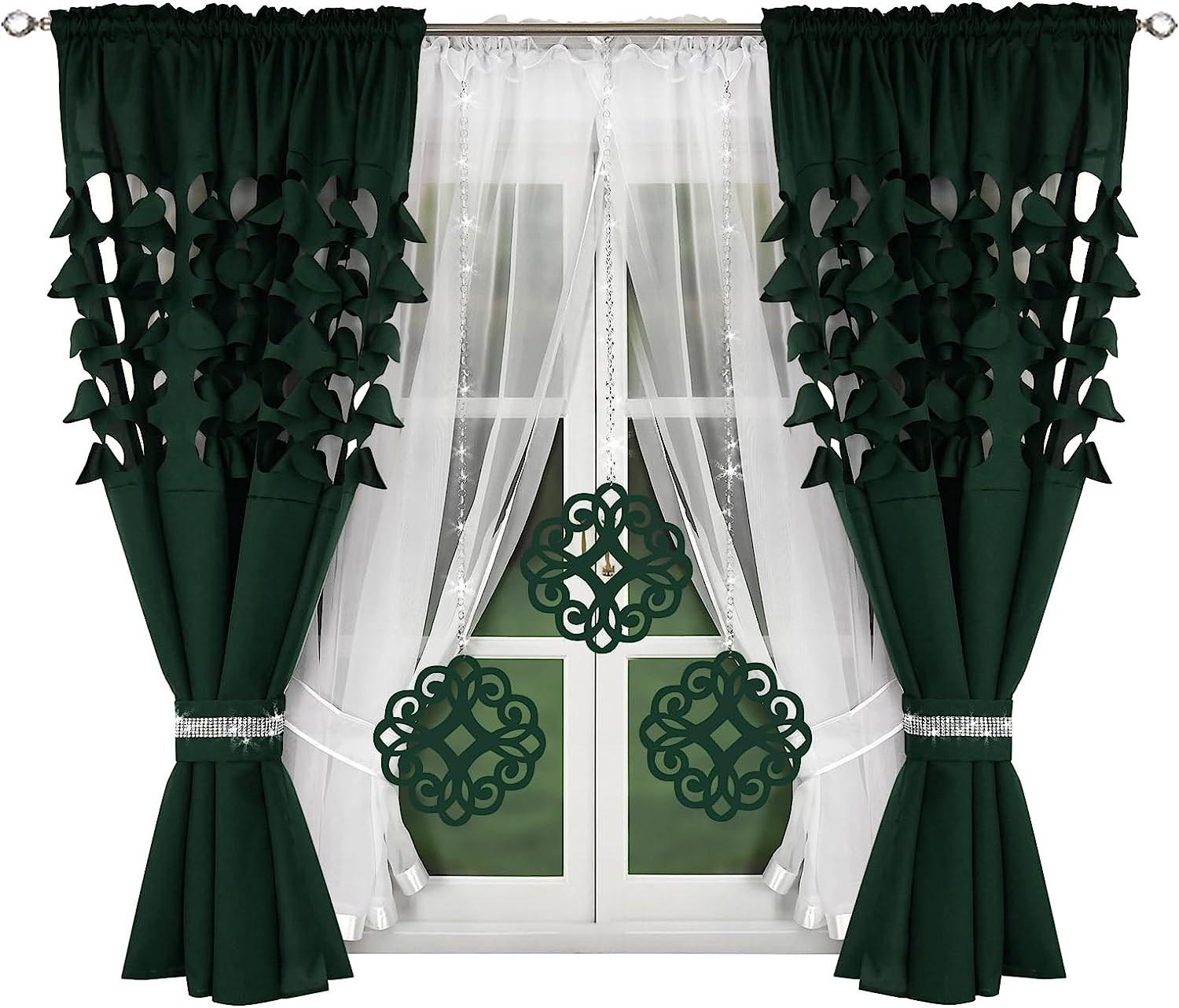 Decorative set with azure pendants - FOREST GREEN image 0